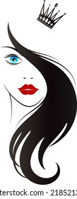 Beautiful girl with curls of hair and a crown. Beauty salon and hair care