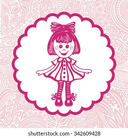Beautiful girl cute cartoon vector illustration