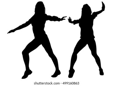 Beautiful girl dancing on a white background