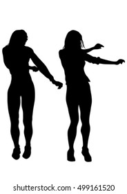 Beautiful girl dancing on a white background