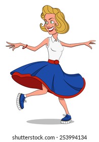 beautiful girl dancing. Vector illustration.