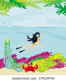 beautiful girl dives