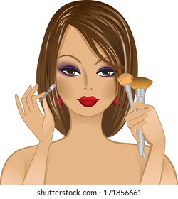 beautiful girl does a make-up