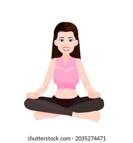 beautiful girl doing yoga exercises.Isolated vector illustration on a white background.