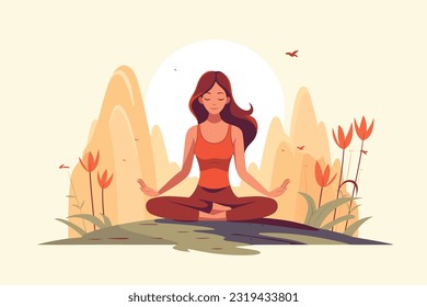 schönes Mädchen mit Yoga-Illustration, internationalem Yoga-Tag, Yoga-Day-Banner, Yoga-Tageshintergrund