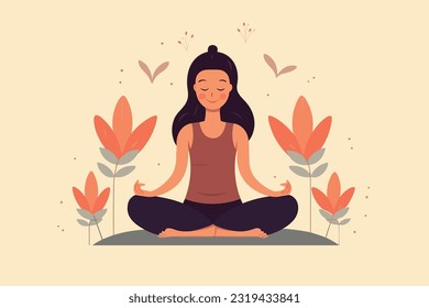 bella chica haciendo ilustración de yoga, día internacional del yoga, banner del día del yoga, antecedentes del día del yoga