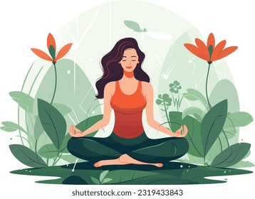beautiful girl doing yoga illustration, international yoga day, yoga day banner, yoga day background