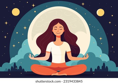 beautiful girl doing yoga illustration, international yoga day, yoga day banner, yoga day background