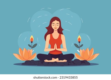 beautiful girl doing yoga illustration, international yoga day, yoga day banner, yoga day background