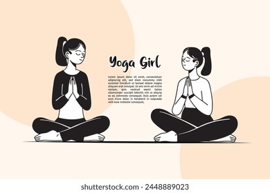Beautiful girl doing yoga illustration, international yoga day, yoga day banner, Yoga classes