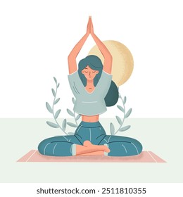 Beautiful girl doing yoga illustration, international yoga day, yoga day banner, yoga day background. Vector