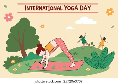 Beautiful girl doing yoga illustration.