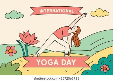 Beautiful girl doing yoga illustration.