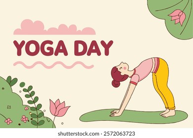 Beautiful girl doing yoga illustration.