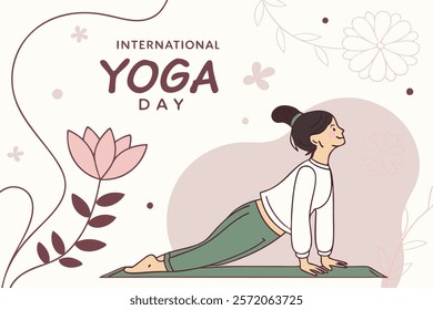 Beautiful girl doing yoga illustration.