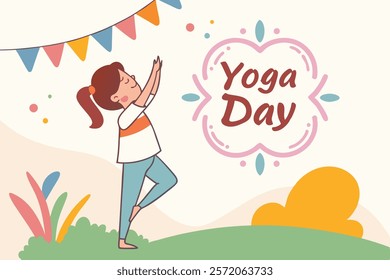 Beautiful girl doing yoga illustration.