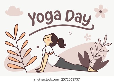 Beautiful girl doing yoga illustration.