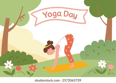 Beautiful girl doing yoga illustration.