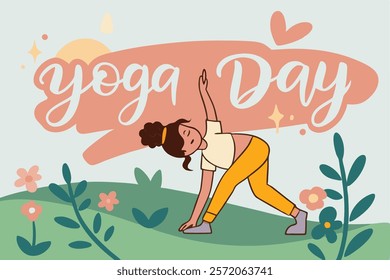 Beautiful girl doing yoga illustration.