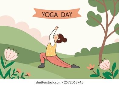 Beautiful girl doing yoga illustration.