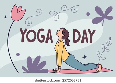 Beautiful girl doing yoga illustration.