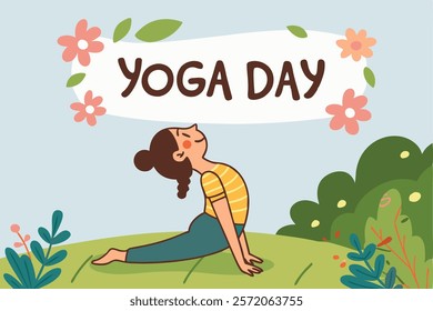 Beautiful girl doing yoga illustration.