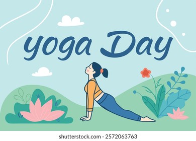 Beautiful girl doing yoga illustration.