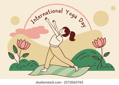 Beautiful girl doing yoga illustration.