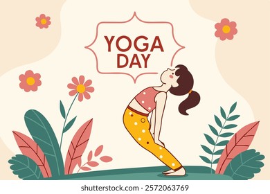 Beautiful girl doing yoga illustration.