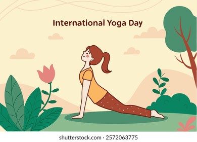 Beautiful girl doing yoga illustration.