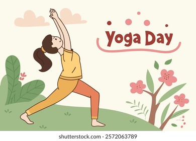 Beautiful girl doing yoga illustration.