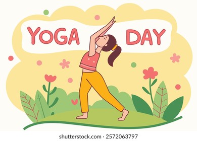 Beautiful girl doing yoga illustration.