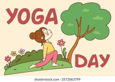 Beautiful girl doing yoga illustration.