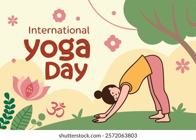 Beautiful girl doing yoga illustration.