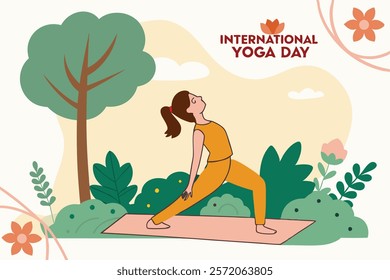 Beautiful girl doing yoga illustration.