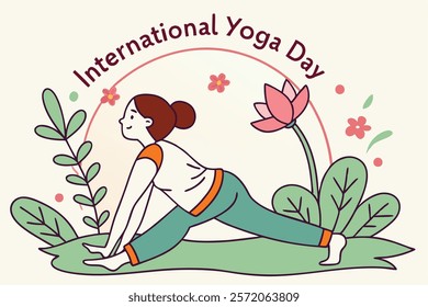 Beautiful girl doing yoga illustration.