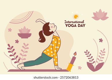 Beautiful girl doing yoga illustration.