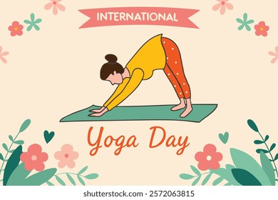 Beautiful girl doing yoga illustration.