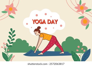 Beautiful girl doing yoga illustration.