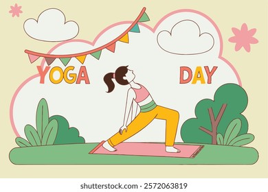 Beautiful girl doing yoga illustration.