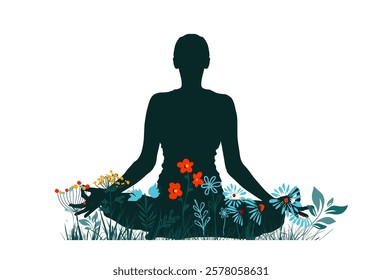 beautiful girl doing yoga illustration, international yoga day, yoga day banner, yoga day background. hand drawn. Not AI, Vector illustration