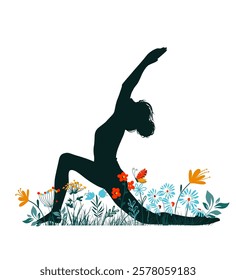 beautiful girl doing yoga illustration, international yoga day, yoga day banner, yoga day background. hand drawn. Not AI, Vector illustration.