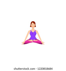 beautiful girl is doing yoga, sitting in padmasana lotus pose