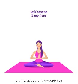 beautiful girl is doing yoga, sitting in sukhasana easy pose