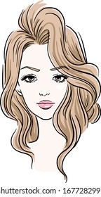 Beautiful Girl Drawing Big Wave Hairstyle Stock Vector (Royalty Free ...