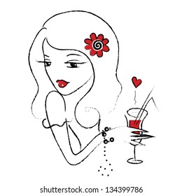 Beautiful girl with a drink