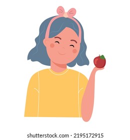 Beautiful girl eating healthy, great design for any purposes. Healthy lifestyle. Happy face. Sweet food vector