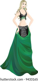 Beautiful girl in enchanting belly dance costume