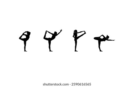 Beautiful girl exercising silhouettes for fitness enthusiasts