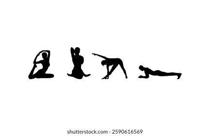 Beautiful girl exercising silhouettes for fitness enthusiasts